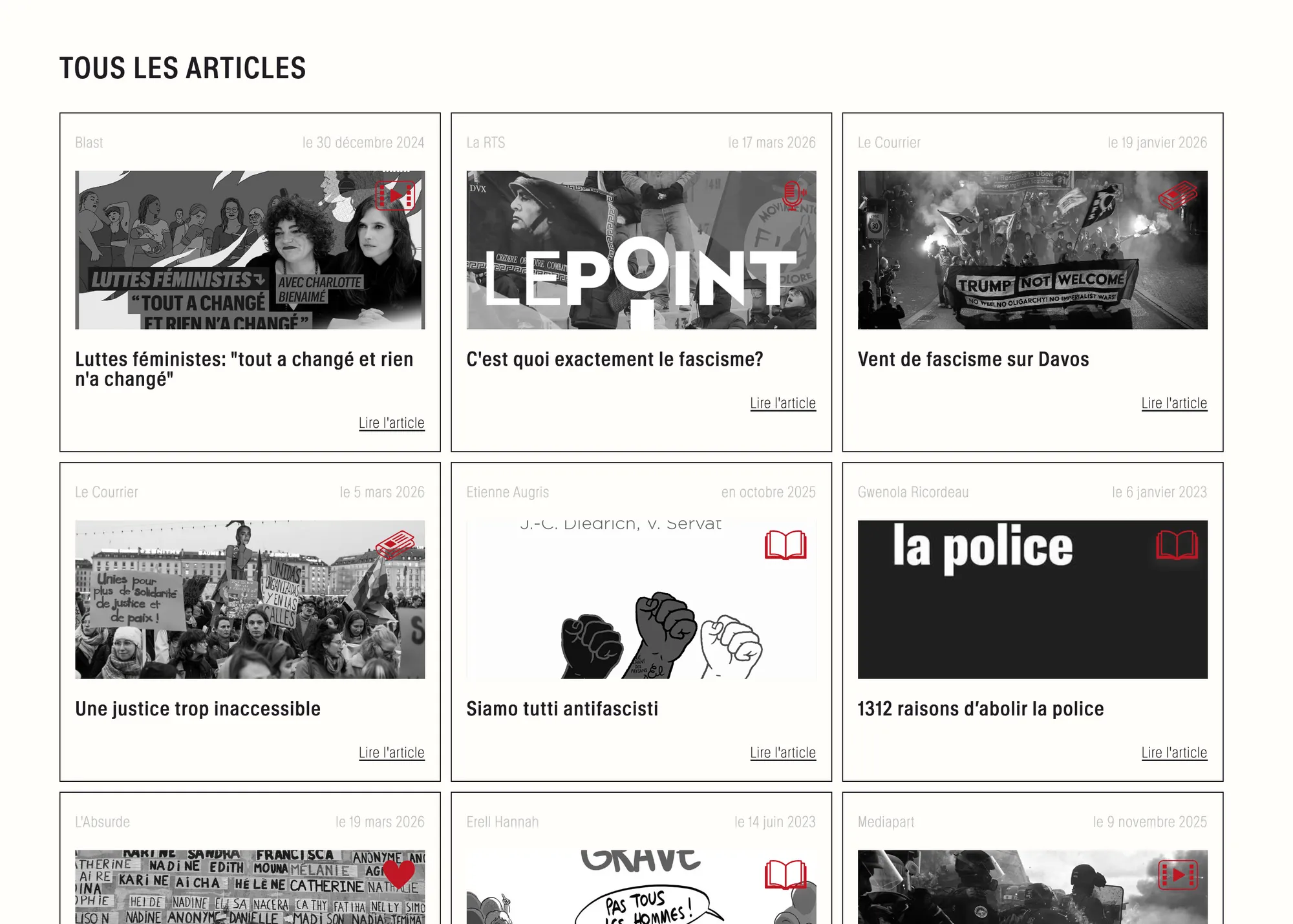 A frame of the homepage
